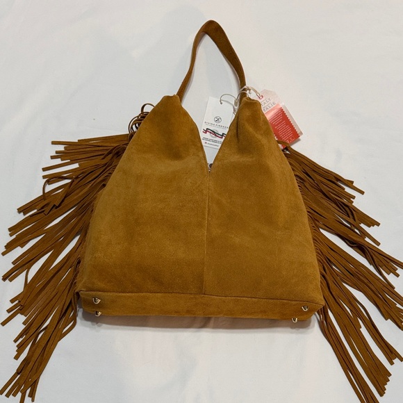 Divina Firenze Handbags - Divina Firenze Fringe Genuine Leather Suede Shoulder Bag NWT
